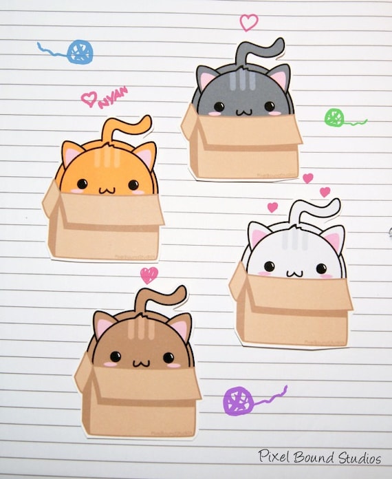 Chibi Tabby Cat Stickers and Magnets