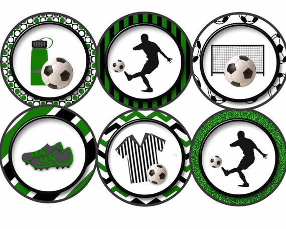 Items similar to Soccer cupcake toppers, Soccer birthday party cupcake