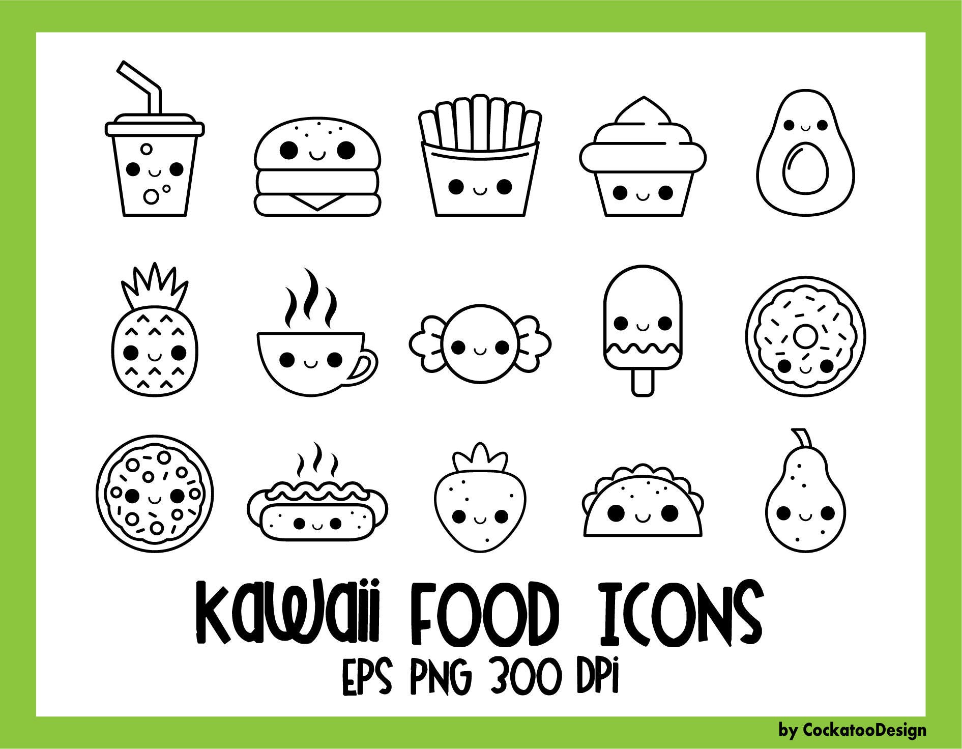 43++ Kawaii bilder zum ausmalen food , Food icons kawaii digital stamps kawaii food icons cute