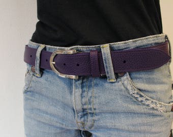 Purple leather belt. women leather belt. women belt. Women (ET.206) leather belt