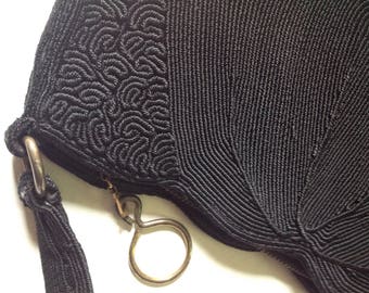 True Vintage 1940's Black Genuine CORDE Braided Handbag