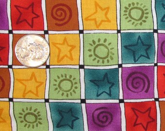 Fabric - 1-3/4 plus Yards - Rainbow Blocks - Quiltsy Destash Party