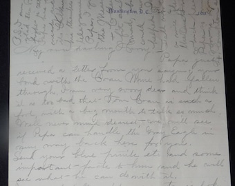 1900's Letter on Congressional Letterhead Representative Wife Writes to Son