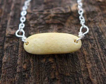 Yellow Beach Stone Bar Necklace