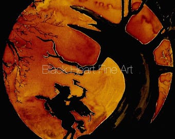 Sleepy Hollow Headless Horseman Original Oil Painting Print 8x10 Halloween Horror