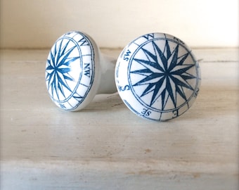 Nautical Decorative Knob - Ceramic Knob - Decorative Knob - Cabinet Decor - Dresser Knobs - Drawer Knobs -Nautical Decor