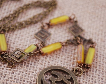 Ohm yoga necklace, spiritual necklace, amulet jewelry, Christmas gift idea, Estibela design.