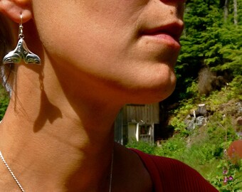 Alaskan Whale Tail Earrings, Whale Tale Earrings, Silver Whale Tail Earrings, NWC Whale Tail Earrings, Native Style Whale Tail Earrings