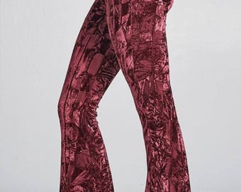 maroon bell bottom pants mens