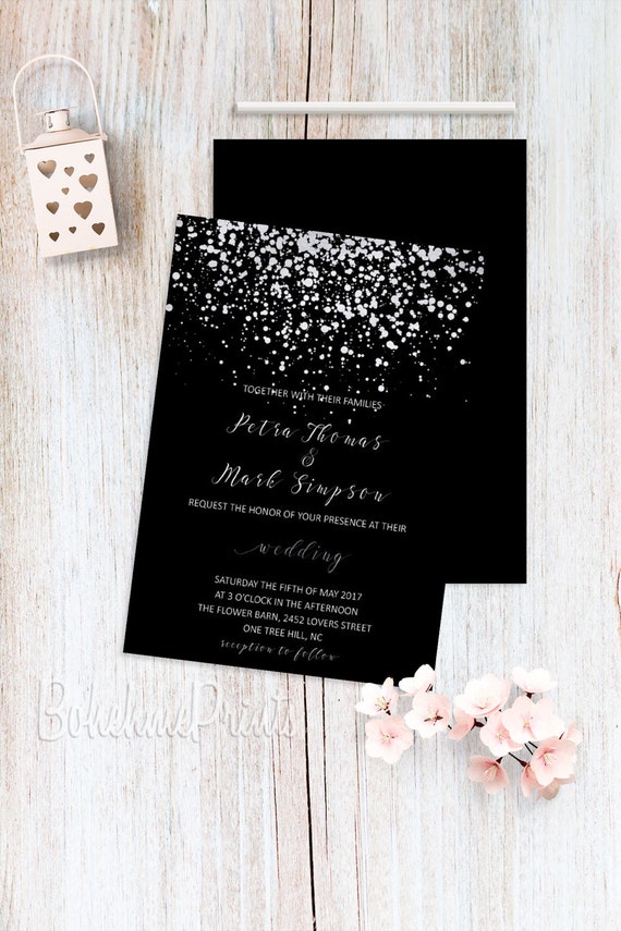 Silver Wedding Invitations Black Wedding Invitation Printable Silver Wedding Invitations Black Wedding Invitation Printable