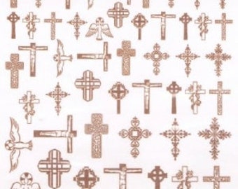 Cross Decals-Gold Cross Decals-Christian Decals-Jewelry Supplies-Ceramic Decals-Glass Decals