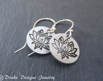 Lotus flower earrings lotus stud earrings sterling silver