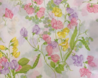 Vintage Pink Wamsutta Floral Double Flat Sheet // 1970's