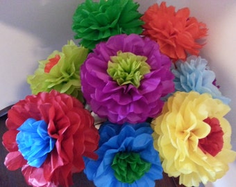 Tissue Paper Fiesta Flowers Set of 10 flowers