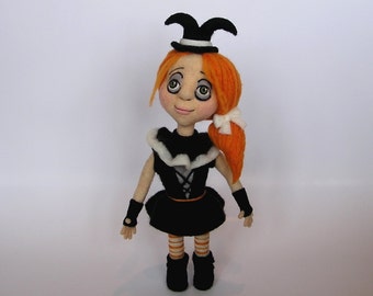OOAK NEEDLE FELTED Doll / Little Goth-Girl "Raven" / One of a kind needle felted wool art doll by Caryn Burwood of Purple Moose Felting