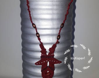 Necklace / necklace micro macrame Burgundy