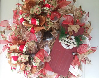 Christmas Wreath, Rustic Christmas Wreath, Merry Christmas Wreath, Front Door Wreaths, Holiday Wreath, Christmas Decor, Holiday Decor