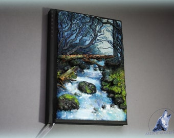 Mountain stream polymer clay journal/notebook cover size A6