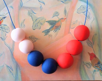 OOAK Handmade Polymer Clay Necklace - Chile Collection - Seven Bead Clay