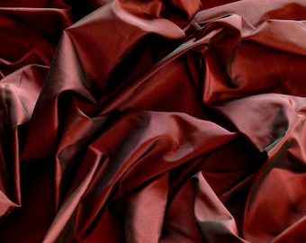 Burgundy Red Silk Taffeta 100% Silk Fabric, 54" Wide, By The Yard (TS-7020)