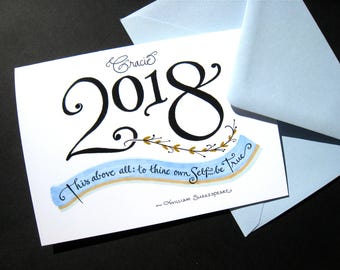 2018 Personalized Graduation Card - Shakespeare Quote, Graduate Card, Congratulations Card, Calligraphy Card