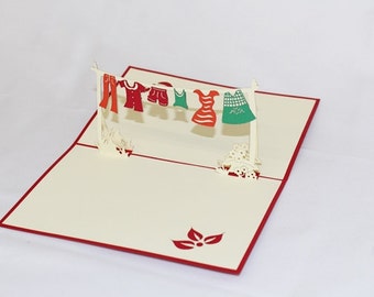 Clothes Hanger, Pop Up Card, Birthday Card, Greeting Card, Birthday Pop Up Card, Christmas Card, Get Well Card, Anniversary Card, 183