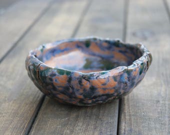 ceramics serving bowl ceramics and pottery bowl Pottery bowl Blue Brown bowl Ice cream bowl Small pottery Handmade pottery Gift for her