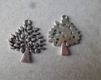 x 3 filigree tree charms silver 30 x 23 mm