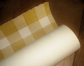 Vintage Roll of CHECKED Wallpaper • full roll • 19 1/2 inches Wide