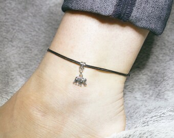 Elephant Anklet, Silver Anklet, Elephant Ankle Bracelet, Anklets for Women, Beach Anklet, Surf Anklet, Festival Anklet, Elephant Gifts, Boho