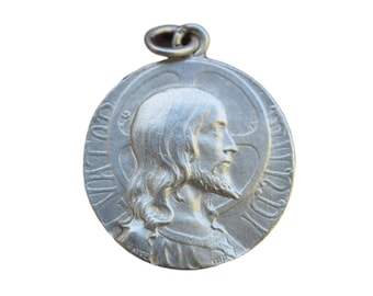 Jesus Christ Salvator Mundi Medal by LO Mattei - French Religious Sterling Silver Pendant - HolyFace of Jesus Medal - Catholic Necklace