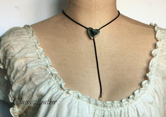 Leather necklace, women necklace, leather jewelry, boho necklace, silver necklace, adjustable necklace, customizable choker, leather choker
