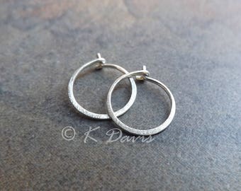 Silver Hoop Earrings Brushed Finish Simple Small Hoops, minimal hoop earrings, custom jewelry gift for her, womens gift