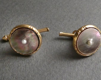 14K MOP cufflinks w/ pearls