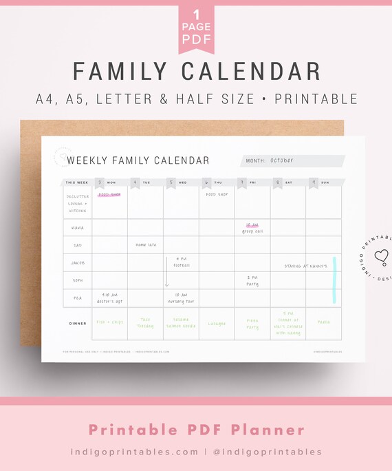 weekly family calendar family calendar weekly calendar