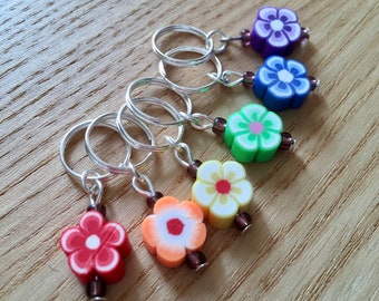 Knitting Stitch Markers Set, Snag Free Stitch Markers, Polymer Clay Stitch Markers, Blossom Stitch Markers, Knitting Tools, Gift Knitters