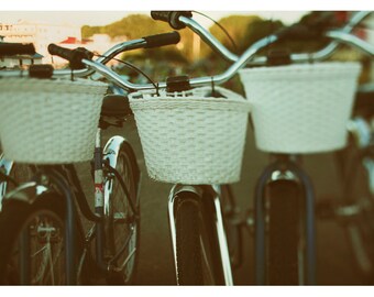 Bicycle Photograph - Bike Art - Mackinac Island Print - Travel Photography - Baskets - Fine Art Photograph - Oversized Art - Alicia Bock