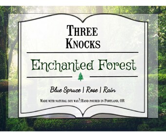 Enchanted Forest - Three Knocks Candles - Bookish Candle - Scented Soy Candle - 8 oz Jar