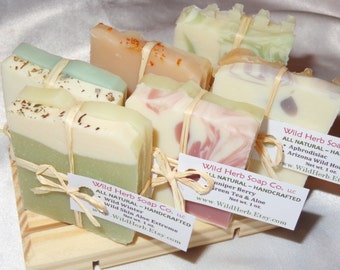 All Natural Soap Set by WILD HERB - Variety Sampler or Travel Pack - 2 Scented Slices/pack! (1 oz. packets)