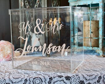 Personalized Wedding Card Box I Acrylic Card Box I Wedding Card Box with Lid |Wedding Money Box | Wedding Card Box | Wedding Card Holder