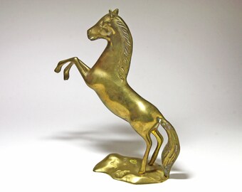 Vintage Brass Horse Statue, Brass Satallion - circa 1970