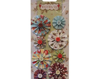 LOT 8 VINTAGE SHABBY EMBELLISHMENT ACCORDION FLOWERS BUTTONS SCRAPBOOKING SCRAP