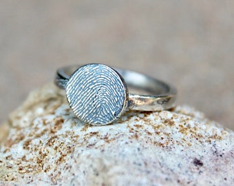 Fingerprint Ring, Memorial Fingerprint Jewelry, Memorial Fingerprint Ring, Memorial Ring, Real Fingerprint Ring, Sterling Silver Fingerprint