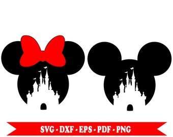 Minnie, Mickey Mouse Disney Castle svg, download in digital format svg, eps, dxf, png, pdf. For Silhouette Cameo, Cricut, vinyl, embroidery