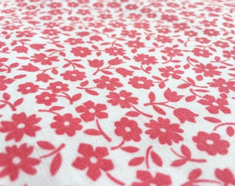 Vintage 60s Country House fabric 50 x 80 cm: Mille Fleur/Flower/Rot