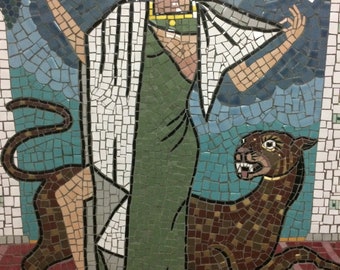 Greek Goddess with Panther Mosaic