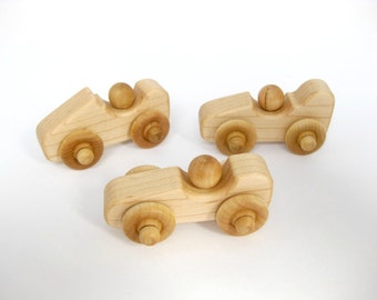 Wooden Toy Race Cars Set of 3, wood kids toy