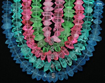 Mixed 5 Colors for Choice,Rough Natural Crystal Quartz Double Points Beads,Drilled Faceted Nugget Loose Beaded for Pendants Jewelry