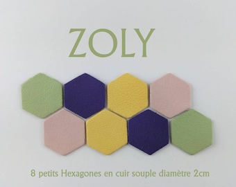 8 small hexagons diameter 2cm 4 colors
