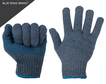 Blue Ridge Brand Natural Cotton Work Gloves - General Purpose PVC Dot Glove - Abrasion Resistant Rubber Grip Gloves - Men's Work Gloves